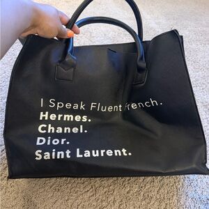 Fashion Nova Black Graphic Tote Bag - 'I Speak Fluent French'